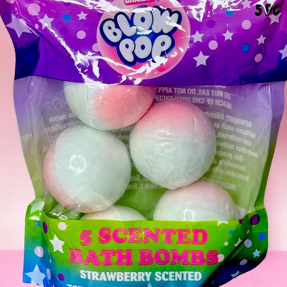 Charms Blow Pop Strawberry Lollipop Scented Bath Bombs 5 Count - Picture 3 of 10